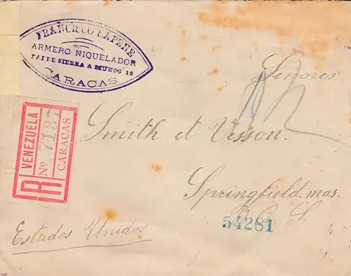 Venezuela 1901: registered Caracas to Springfield, Mass