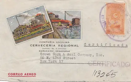 Venezuela 1951: registered Maracaibo to New York
