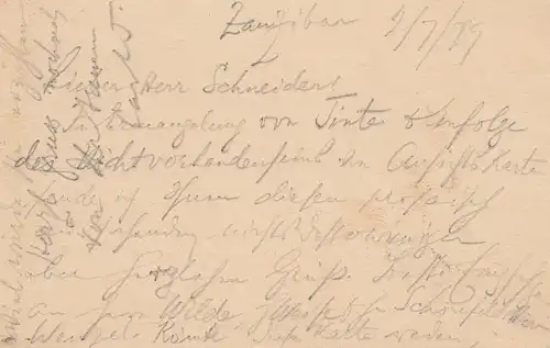 Zanzibar 1899: post card to Apolda/Germany