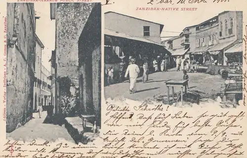 Zanzibar 1901: post card Native-street to Hamburg