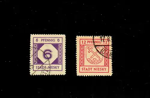 Niesky: MiNuméro 1 et 2, cacheté, signature BPP