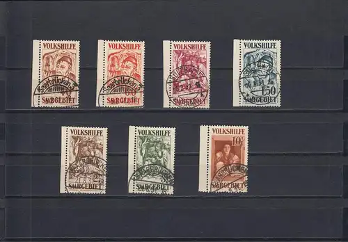 Région de Sarre: MiNr. 144-150, cachet Sarrebruck, BPP Signature