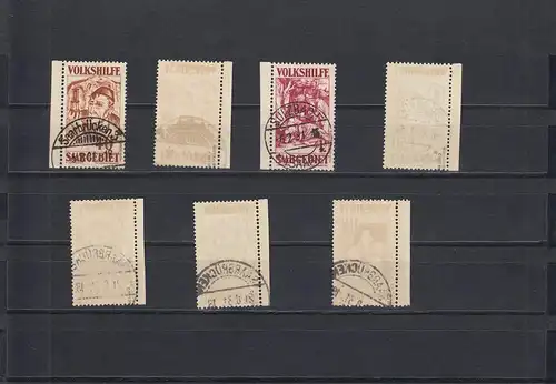 Région de Sarre: MiNr. 144-150, cachet Sarrebruck, BPP Signature