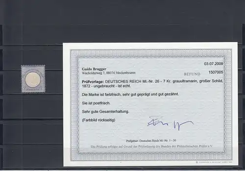 DR: MiNr. 26, ungebraucht, farbfrisch, BPP Befund