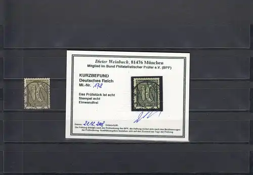 DR: MiNr. 178, gestempelt, BPP Befund