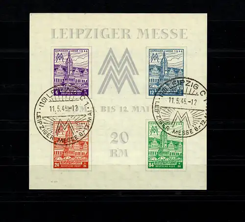 SBZ: MiNr. Block 5 aY (IV), cacheté Leipzig, BPP Attest