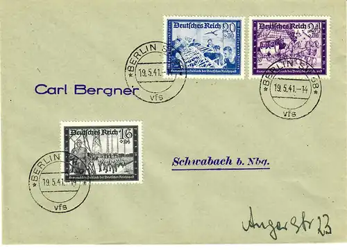 DR: MiNr. 773-778, 19.5.1941, auf FDC nach Schwabach