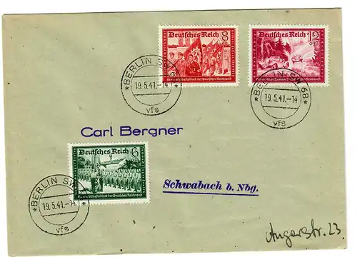 DR: MiNr. 773-778, 19.5.1941, auf FDC nach Schwabach
