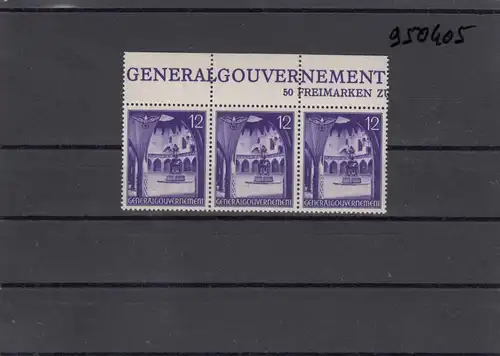 GG Gouvernement général MiNr. 67, **, post-fraîchissement, Oberrand Inscription 3 Champs