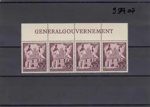 GG Generalgouvernement MiNr. 68, **, postfrisch, Oberrand Inschrift, 4 Felder