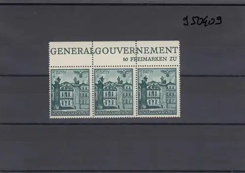 GG Gouvernement général MiNr. 70, ** post-fraîchissement, Oberrand Inscription, 3 champs