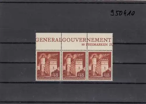 GG Generalgouvernement MiNr. 69, ** postfrisch, Oberrand Inschrift, 3 Felder