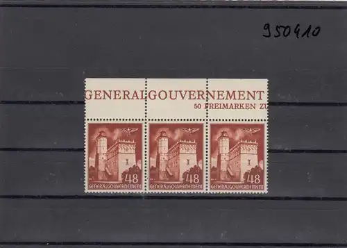 GG Gouvernement général MiNr. 69, ** post-fraîchissement, Oberrand Inscription, 3 champs