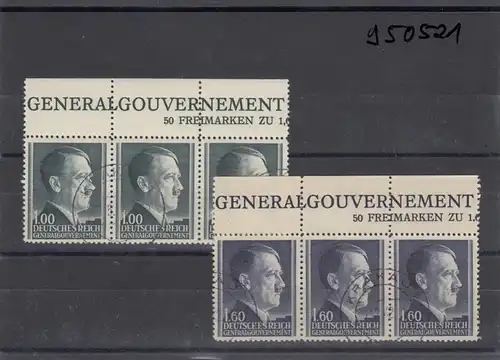 GG Gouvernement général MiNr. 86A et 88A, Oberrand Inscription Tamponnée