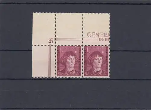 GG Generalgouvernement MiNr. 104, **, Eckrand E1 mit Leerfeldern