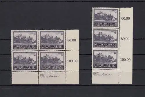 GG Generalgouvernement MiNr. 114, **, E4, VE4, 2x unterschiedlicher Rand