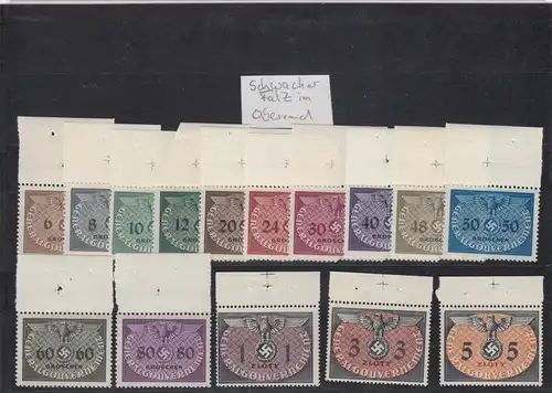 GG Generalgouvernement MiNr. D1-15, ** Oberrand, Passerkreuz, Schwacher Falz