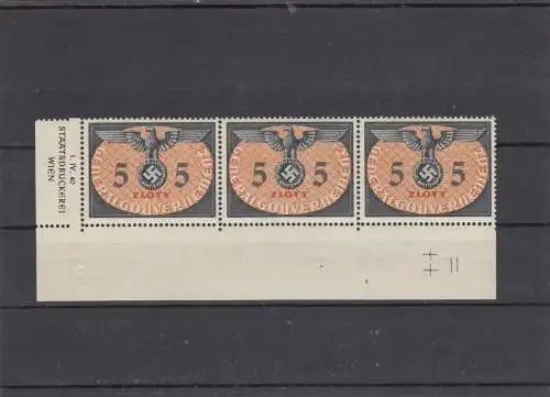 GG Generalgouvernement MiNr. D15 postfrisch,  Unterrand, Sektor Nr. II, Eckrand