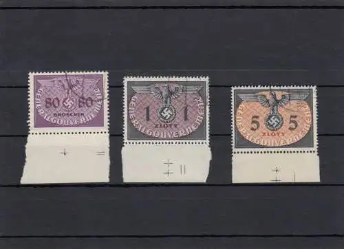 GG Generalgouvernement MiNr. D12,13,15, gestempelt mit Sektoren Nr.