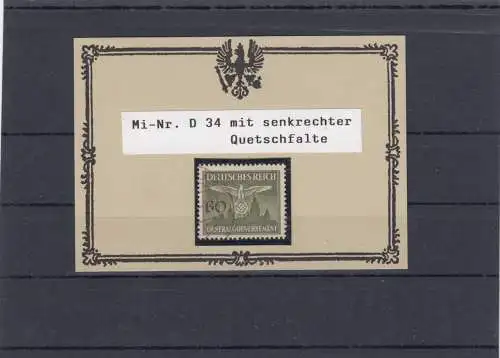 GG Gouvernement général MiNr. D34, tamponné, pli de quais