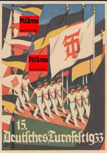 Festpost-Karte: 15. Deutsches Turnfest Stuttgart, 1933 nach  Zwickau