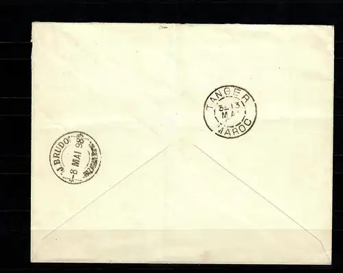 Dt. Post in Marocco Brudo Privatpost und franz. Doppelfrankatur auf Brief Tanger