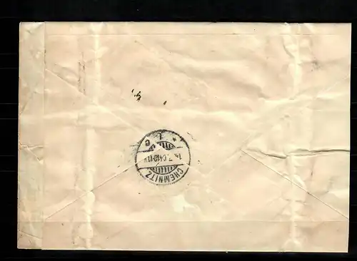 Dt. Post in China: Einschreiben Tientsin, Durcksachen-Streifband nach Chemnitz