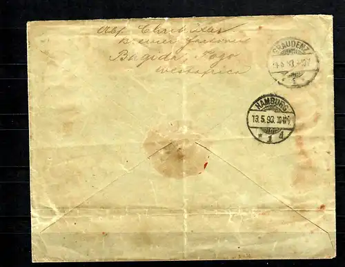 Togo 1893: Tampon de débarquement En provenance d'Afrique de l'Ouest, Bagida, peu de preuves sont connues