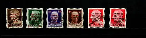 Cotor: Mi Nr. 1-6, cacheté 9.3.44, différents types