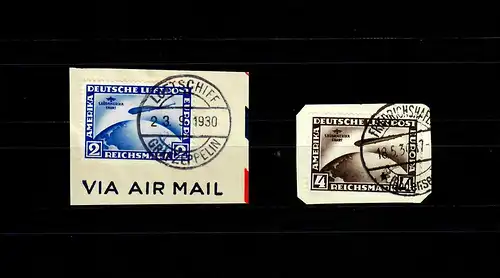 DR: MiNr. 438X - 439X, gestempelt Friedrichshafen, BPP Attest