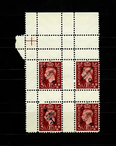 Contrefaçon allemande pour GB Impression en ligne MiNr. 11IIa, 2x 11Ib, 11 IIc, Leerfeld