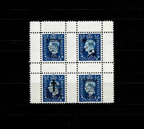 Deutsche Fälschungen für GB Zusammendruck MiNr. 13IId, 2x 13IIe, 13IIf, Leerfeld