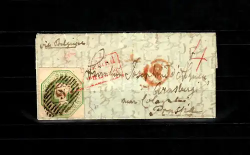 GB 1847: # 7b, SG 55, London chief office to Arnsberg, 2x certificates