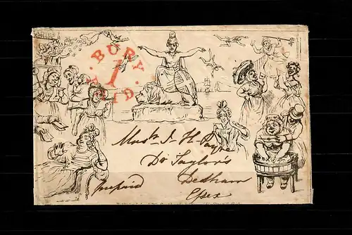 GB 1840: Political caricature envelope by Southgate Library, to Dedham, Essex
