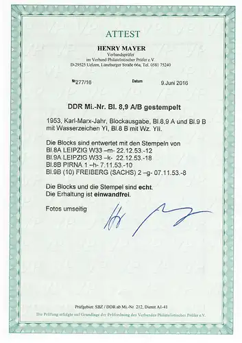 DDR MiNr. Block 8,9 A/B, gestempelt, Freiberg, Leipzig, Pirna