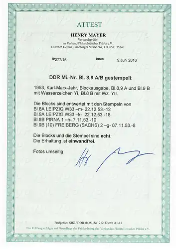 DDR MiNr. Block 8,9 A/B, stamped, Freiberg, Leipzig, Pirna