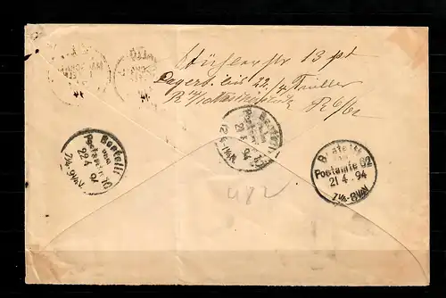 Îles Maréchal 1890/1900 Waagr. 3 bandes, lettre R Jaluit à Berlin