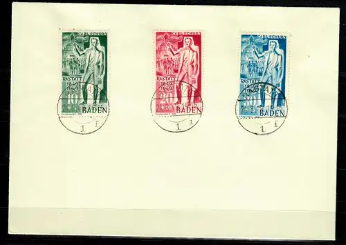 Alliierte Besetzung Baden MiNr. 50-52, FDC Rastatt