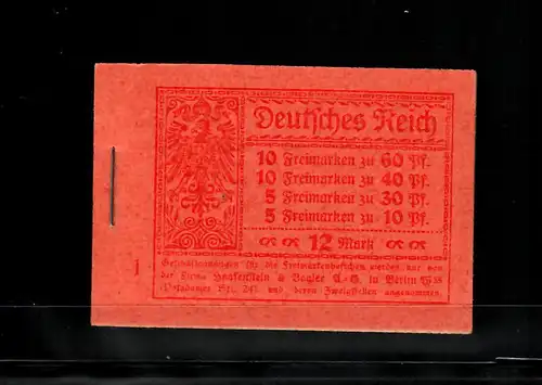 DR: Markenheftchen MiNr. 15 A, komplett, postfrisch, einwandfrei, BPP Attest