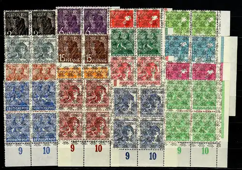 BiZone MiNr. 36-51 II, Eckrand-Viererblock VE4, postfrisch, **