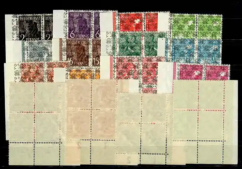 BiZone MiNr. 36-51 II, Eckrand-Viererblock VE3, postfrisch, **