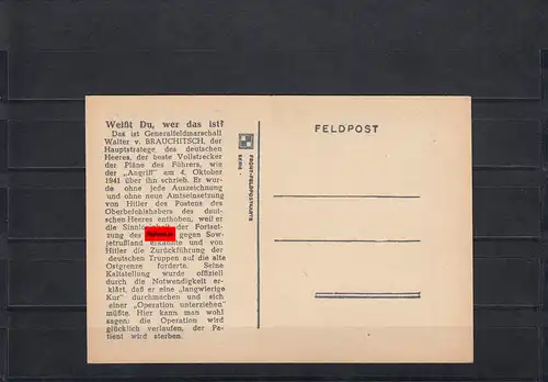Popaganda soviétique carte pour l'Allemagne Min. 21 D II, non utilisé