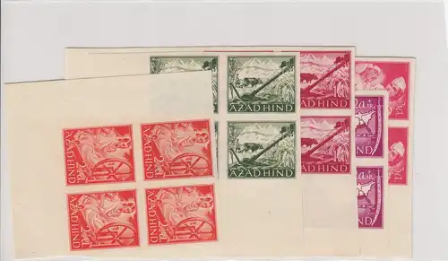 Dt. Besetzung II. WK: Nationales Indien MiNr. 1-10 im 4er-Block, postfrisch, **