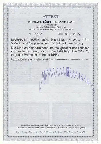 Marshall Inseln MiNr. 13 - 25, postfrisch, ** mit BPP Attest, einwandfrei