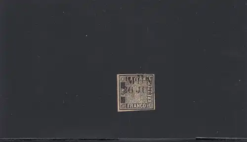 MiNr. 1 Ia, plaque 1, tamponné Munich, large bord, couleur fraîche, signature BPP