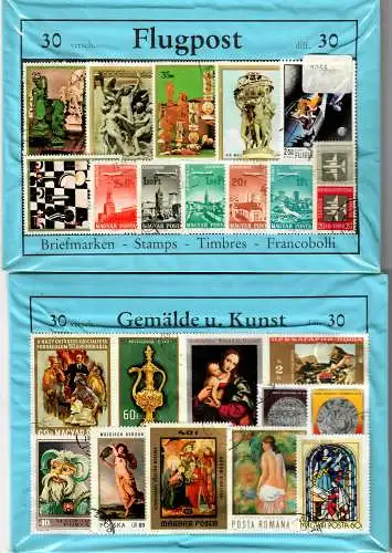 Motivkarten alle Welt, Flugpost, Gemälde, Kunst, Blumen, Olypmia,  8 Karten