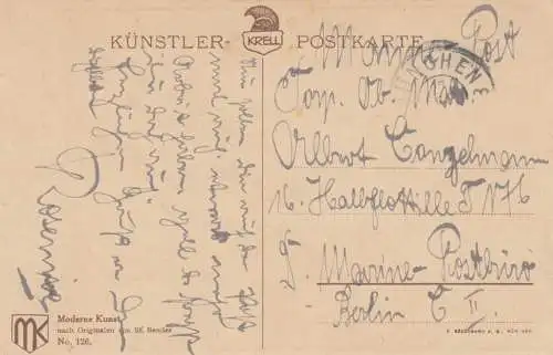 Künstler-Ansichtskarte 1918: nach Halbflottille - Marine Post, an Obermatrose