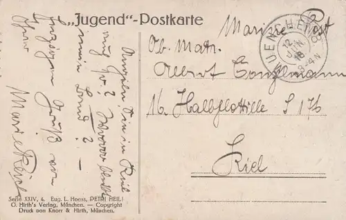 Ansichtskarte Fischer 1918: München nach Halbflottille - Marine Post, F176