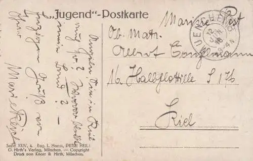 Ansichtskarte Fischer 1918: München nach Halbflottille - Marine Post, F176