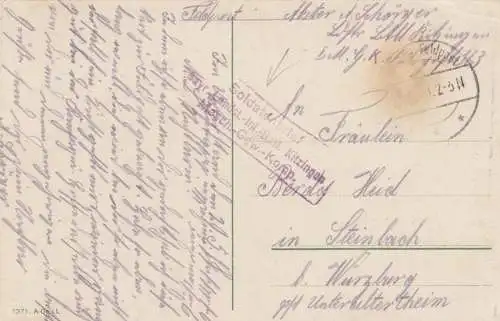 Poste de terrain AK: Lettre de soldats Bayr. Landest. Inf. Batl. Kitzingen, mitrailleuse